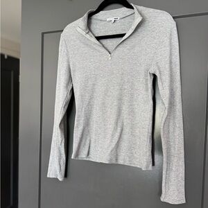 Gray Quarter-Zip Women's Top